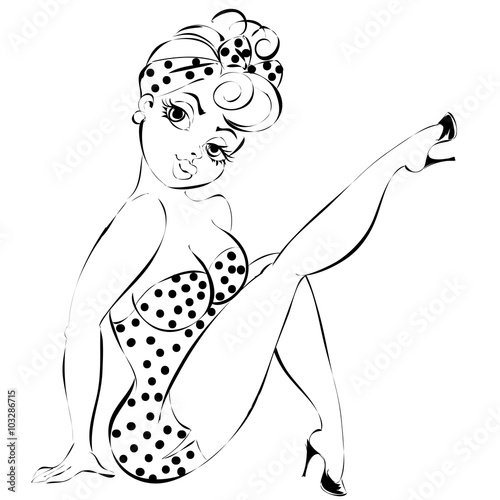 Sexy Pin Up Girl In Lingerie Vector Illustration Stockfotos Und