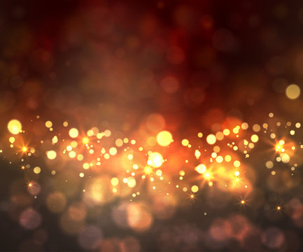 Festive light background with bokeh and stars
