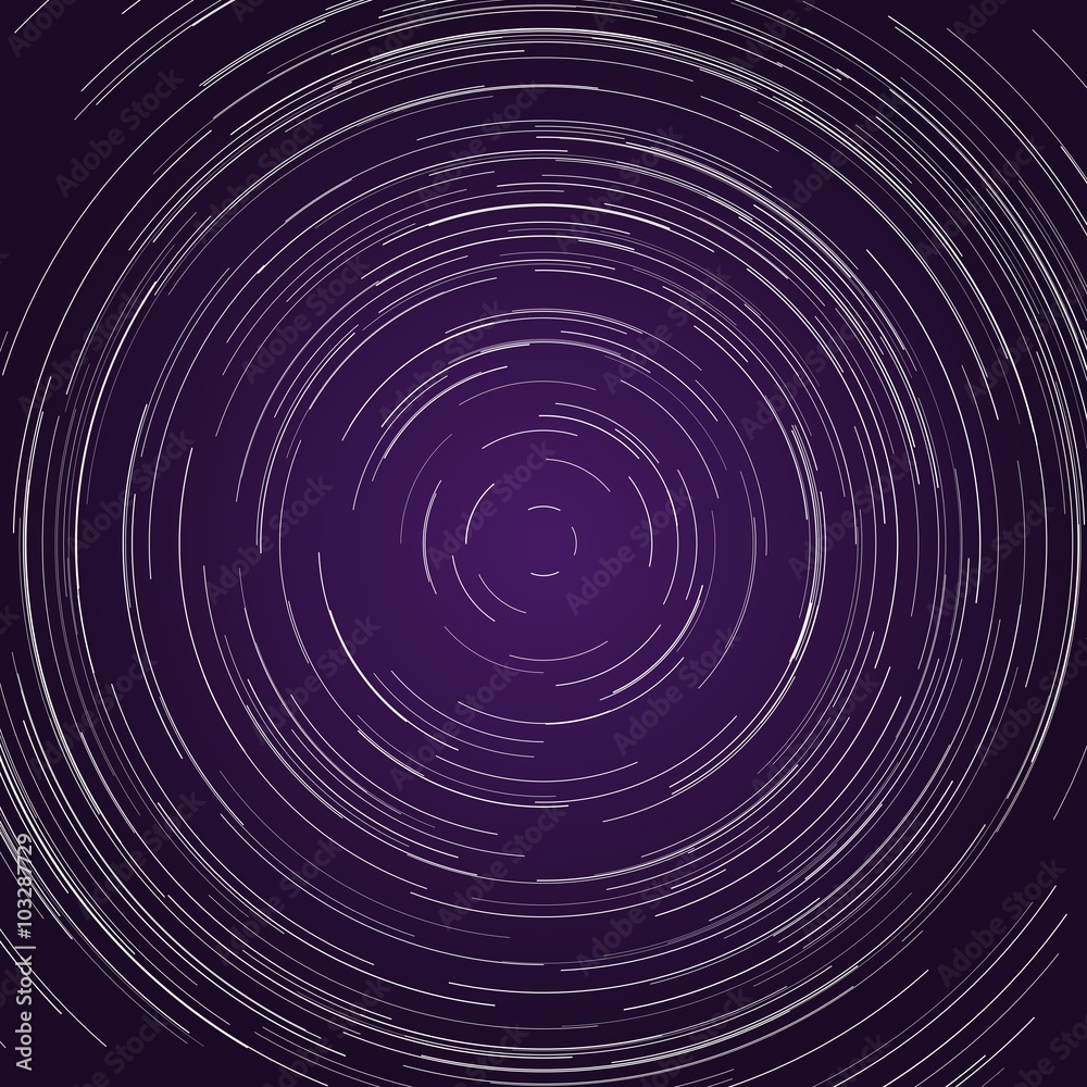 Wall mural startrails around polaris star. starry night sky. vector illustration.