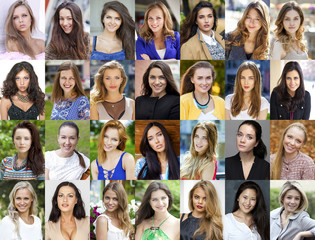 Collage, Happy young women