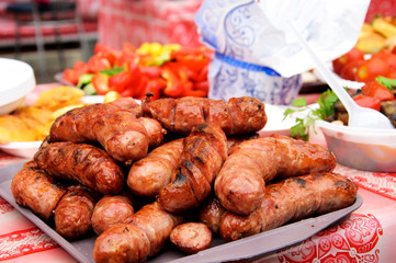 Grilled sausages. Summer barbecue