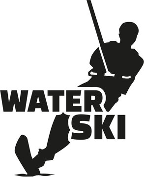 Water ski silhouette with word
