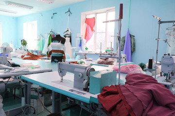 Interior of a garment factory shop