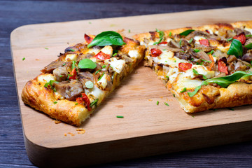 pie with meat, mushrooms and herbs