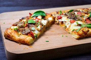 pie with meat, mushrooms and herbs