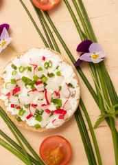 buns with cottage cheese and fresh radish