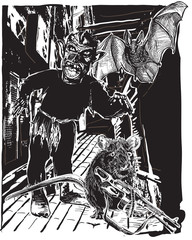 Undead, Zombie and Rat - vector, freehand sketching