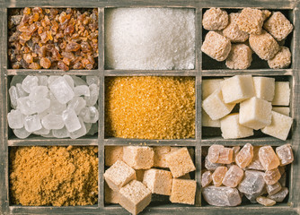 Box of various kinds of sugar