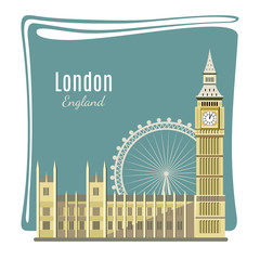 London landmarks detailed illustration