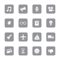 gray web icon set 5 on rounded rectangle for web design, user interface (UI), infographic and mobile application (apps)