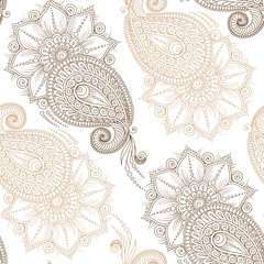 Henna Mehndi Tattoo Doodles Seamless Pattern
