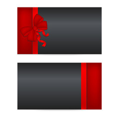 Black gift cards with red ribbons