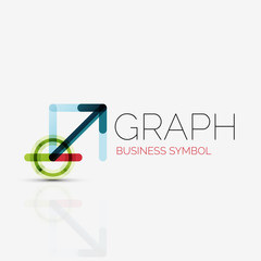 Abstract logo idea, linear chart or graph  business icon. Creative vector logotype design template
