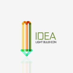 Logo, vector light bulb abstract linear geometric business icon. Idea concept