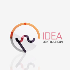 Logo, vector light bulb abstract linear geometric business icon. Idea concept