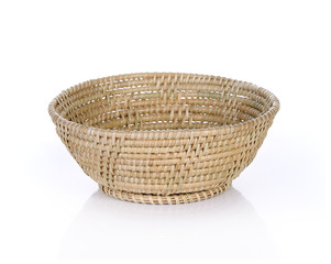 Fototapeta premium vintage weave wicker basket isolated on white background