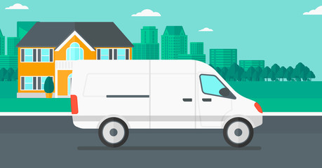 Background of the city with delivery truck. © Visual Generation