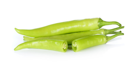 green chili pepper on white background