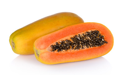 papaya on white background