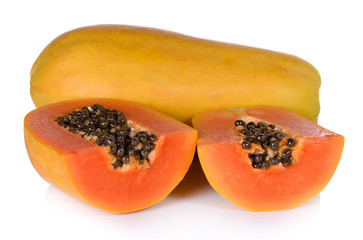 papaya on white background