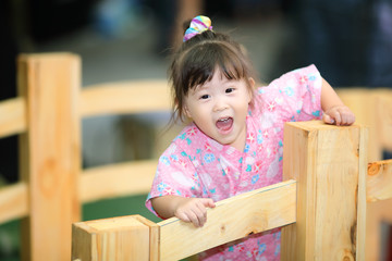 Little girl in yukata traditional dress