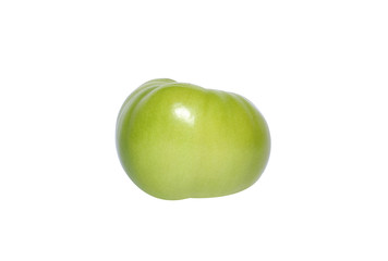 Shiny Green Tomato on White Background