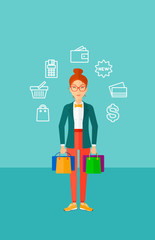 Happy customer with bags.