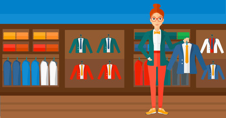 Woman holding jacket.