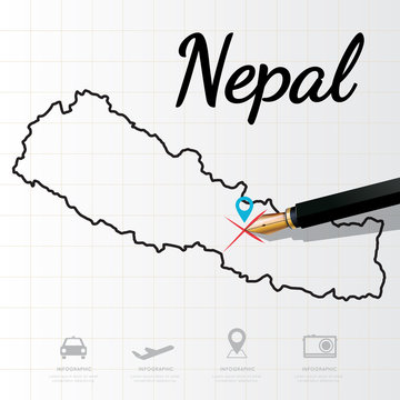 Nepal map Infographic