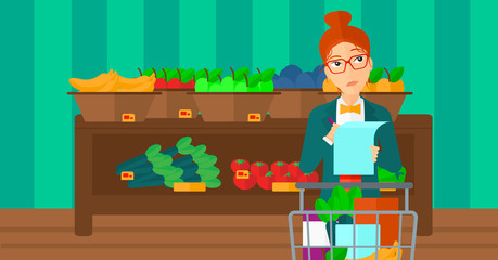 Woman with shopping list. 