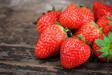 strawberries on the wooden background