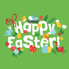 Naklejka premium Easter holiday lettering design. Vector illustration