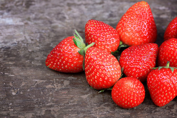 strawberries on the wooden background