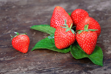 strawberries on the wooden background