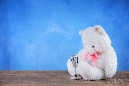 teddy bear with retro microphone