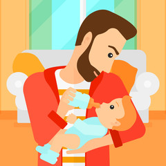 Obraz premium Man feeding baby.