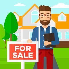 Real estate agent offering house.