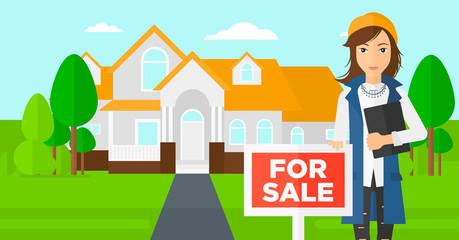 Real estate agent offering house.