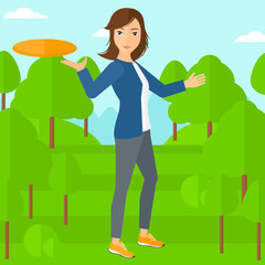 Woman playing frisbee.