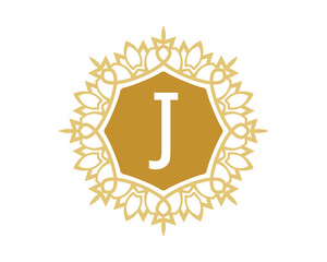J initial royal letter logo