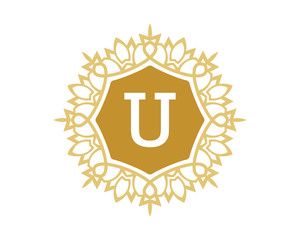 U initial royal letter logo