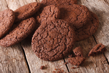 chocolate cookies close-up on the table. horizontal
