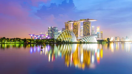 Vlies Fototapete Singapur Panoramablick auf die Skyline von Singapur