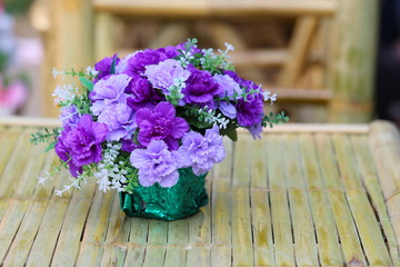 Beautiful  flower bouquet on wooden table