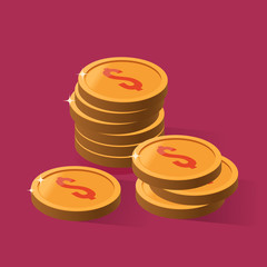 Pile of the gold coins