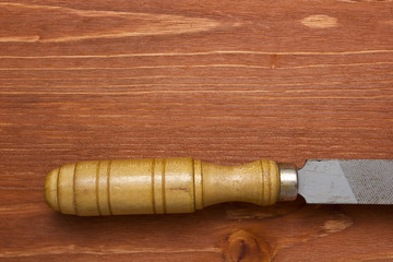 old tool file rasp with wooden handle