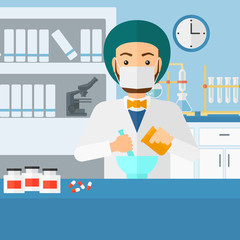 Pharmacist preparing medicine.