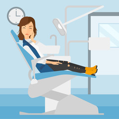 Fototapeta premium Woman suffering in dental chair.
