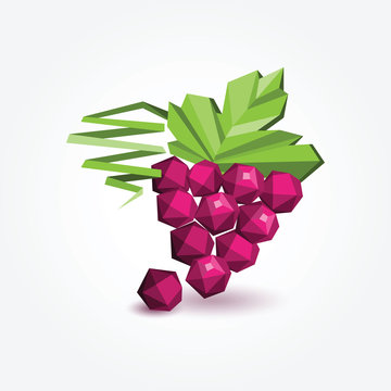 Polygon bunch of grapes, vector illustration.