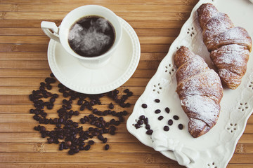 coffee and croissant, toned